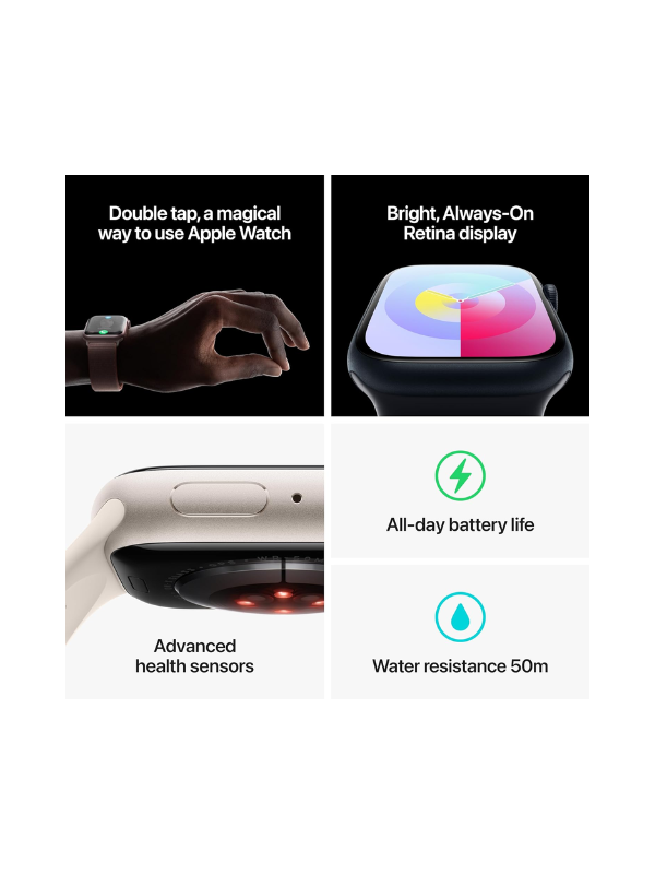 Apple Watch Series 9 - 45mm GPS + Cellular Smartwatch - Aluminium Case & Sports Band