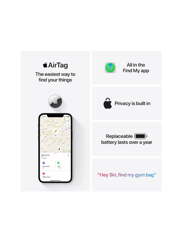 Apple AirTag Bluetooth Tracker - 4 Pack - Find my App Integration