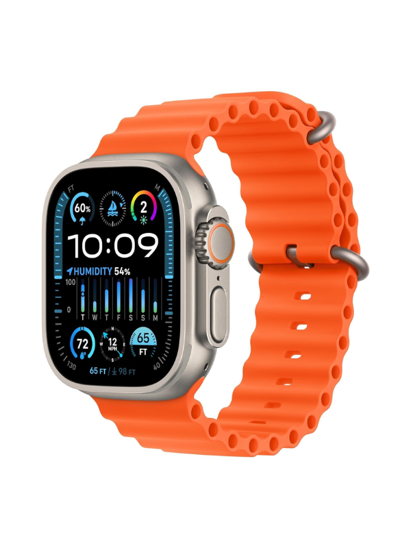 Apple Watch Ultra 2 - 49mm GPS + Cellular Smartwatch - Titanium Case with Orange Ocean Band