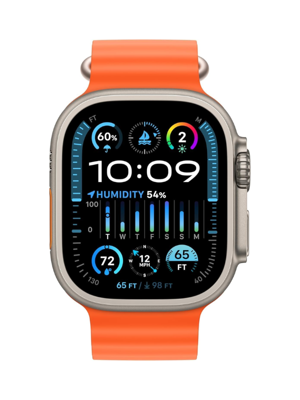 Apple Watch Ultra 2 - 49mm GPS + Cellular Smartwatch - Titanium Case with Orange Ocean Band