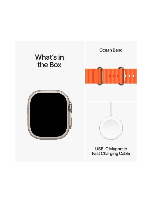 Apple Watch Ultra 2 - 49mm GPS + Cellular Smartwatch - Titanium Case with Orange Ocean Band