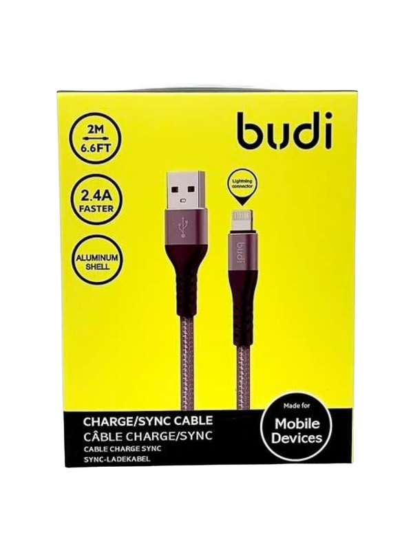 BUDI USB-A to Lightning Charging Cable - 2M - 2.4A Braided