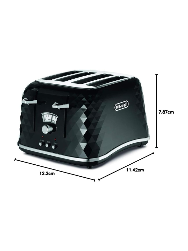 De'Longhi Brillante 4-Slice Toaster - Black, Fast Toasting